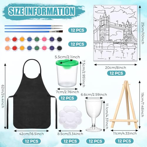 Sherr 96 Pcs 12 Sets Pre Drawn Canvas Kit for Painting Craft Sip and Paint Kit for Adults Pre Printed Canvas Painting Favor for DIY Birthday Gifts Adult's Date Party, 8 x 10 Inches (City) - style: City
