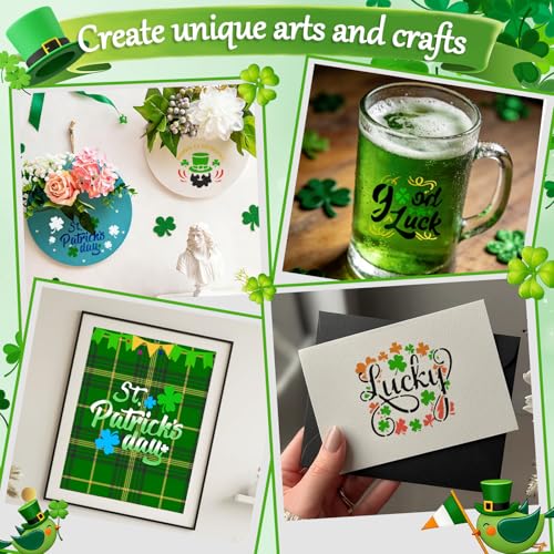 72 Pcs St Patricks Day Stencils for Painting Set, Reusable Shamrock Leaf Hat Beer Mugs Painting Templates - Stencil Crafts Drawing Templates for DIY Scrapbook, Home Wall Murals, Canvas Wood Signs - style: St Patricks Day