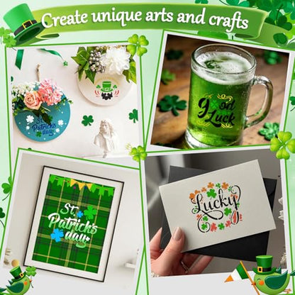 72 Pcs St Patricks Day Stencils for Painting Set, Reusable Shamrock Leaf Hat Beer Mugs Painting Templates - Stencil Crafts Drawing Templates for DIY Scrapbook, Home Wall Murals, Canvas Wood Signs - style: St Patricks Day