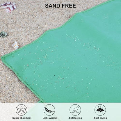 Rainleaf 극세사 타월 퀵 드라이 캠핑 & 여행 & 체육관 타월 컴팩트 - color: 애플 그린., size: 32.00인치 x 16.00인치