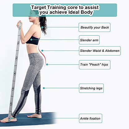 Stretch Strap, Elastic Yoga Stretching Strap, Multi-Loop for Physical Therapy, Pilates, Yoga, Dance & Gymnastics Exercise and Flexible Pilates Stretch Band - color: Grey