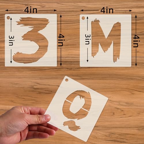 36Pcs Letter Stencils, Reusable Numbers & Alphabet Stencils, 3 inch,Cursive | Reusable, Numbers & Alphabet, For Painting on Wood, Wall, Fabric, Rock, Chalkboard, Signage, Spray Painting Compatible - size: 3 IN