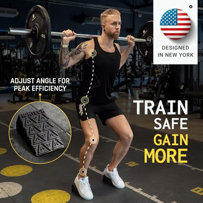 Squat Wedge Block for Elevated Heel Squats and Deadlifts - Improve Mobility, Balance, and Strength - Non-Slip, Versatile Trainer Aid