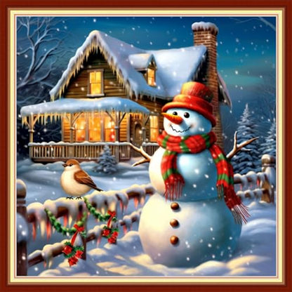 Artvxeay Cross Stitch Kits Stamped Full Range of Embroidery Starter Kits for Beginners Adults DIY 11CT Pre Printed Cross Stitch Kits - (Snowman and Snowy Scenery 18x18 inch) - color: ColorArt40
