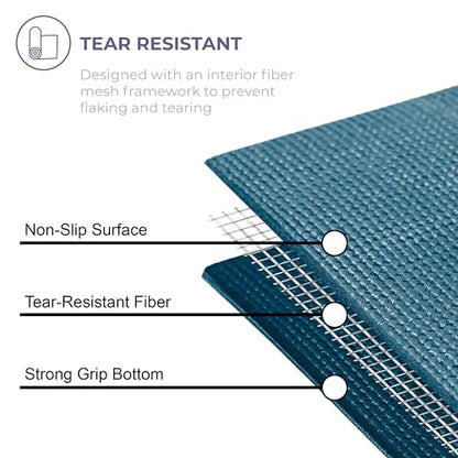 Voyage 5mm Studio Yoga Mats, 10 Pack, 72x24in | Extra Long, Anti-Tear Exercise Mats for Workout, Stretching, Fitness - Non Slip Gym Mats for Home, Schools and Studios - color: Oceanside