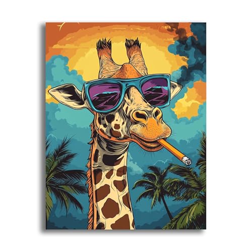 VAIIEYO 5D DIY Giraffe Diamond Art Kits for Adults, Diamond Painting Animal, Diamond Painting Kit Full Drill Round Rhinestone Craft Canvas for Home Wall Decor Gift 12x16 inch/30x40 cm - color: forest giraffe