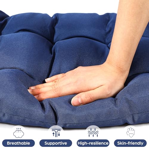 BreezeHug 2 Pcs Picnic Bench Cushion 6' Waterproof Outdoor Picnic Table Seat Cushion with Durable Straps and Buckles, 72" (6ft) x 10" x 3" Tufted Fade Resistant, Folding & Easy to Carry(Navy Blue) - color: Navy Blue, size: 72 x 10 x 3 inches