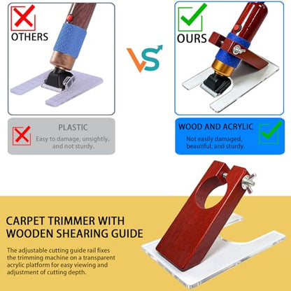 Carpet Trimmer with Shearing Guide, Electric Speed Adjustable Rug Tufting Carver Clippers, Electric Rug Shears Carpet Carving Tool for Handmade Rug Clean and Tufted Rug(with Stand Base and 2 Blades) - color: Carpet Trimmer With Shearing Guide