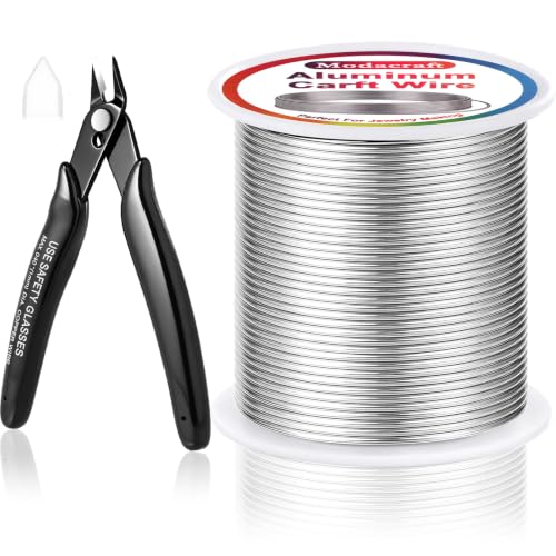 Modacraft 16 Gauge Aluminum Craft Wire 154FT with Cutter for Jewelry Making | Soft bendable aluminum wire with tarnish resistance. Great for jewelry making, armature sculpting, bonsai training. - color: Silver, size: 16 Gauge