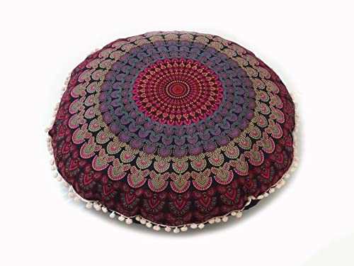 Large Round seat Floor Cushion Chair Ottoman Cover Pouf Pillow Meditation Floor Cushions for Adults Seating pouffe Ottoman Throw Covers Craft Room Furniture for Sitting Cover 22 Inches (Pink) - color: Pink