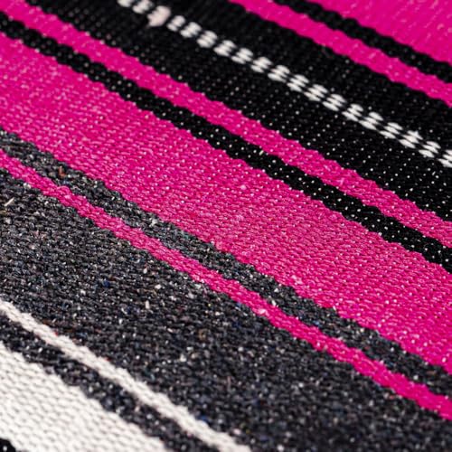 Mexican Blanket Throw with Tassels, 69 x 51 Inches Large Woven Serape Blanket, Boho Striped Picnic Yoga Beach Blanket, Soft Durable Tribal Falsa Blanket for Couch Outdoor Travel - Rose-Blue - color: Rose-blue