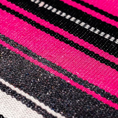 Mexican Blanket Throw with Tassels, 69 x 51 Inches Large Woven Serape Blanket, Boho Striped Picnic Yoga Beach Blanket, Soft Durable Tribal Falsa Blanket for Couch Outdoor Travel - Rose-Blue - color: Rose-blue