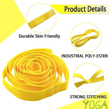 Stretching Strap Yoga Strap with Loops for Physical Therapy, Non-Elastic - color: Yellow