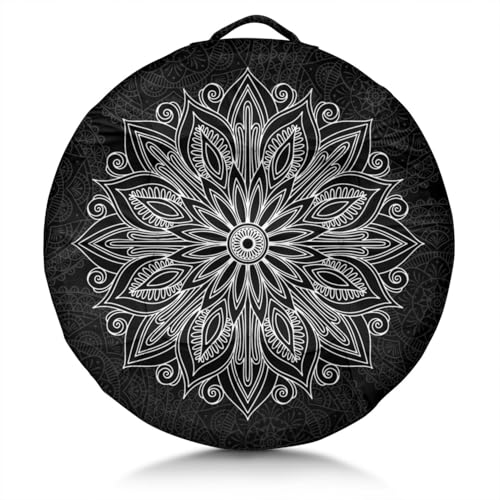 Meditation Cushion, Floor Pillows for Sitting, Meditation Pillow for Tatami Living Room, Yoga Sitting, Floor Pillow in Home & Outdoor, Memory Foam Added, 22x22 Inch - color: Mandala Black, size: Round
