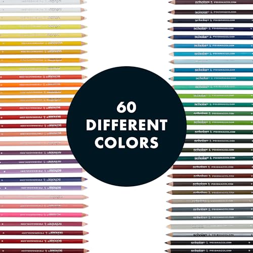 Prismacolor Scholar Colored Pencils, Assorted Colors, 60 Count - Perfect for Sketching, Drawing, Coloring - size: 60 Count (Pack of 1), style: New Packaging