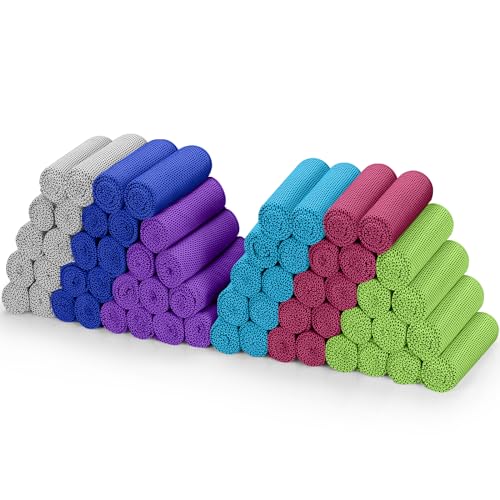 Cooling Towels (40"x 12", Pack of 60) for Neck and Face Hot Weather | Sports, Workout, Fitness, Gym, Yoga, Golf, Pilates, Travel, Camping & More - color: 10gray+10lightblue+10darkblue+10green+10purple+10red