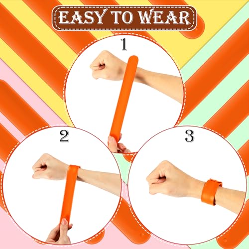 Gemscream 12 Pcs Silicone Slap Bracelets DIY Slap Bands Party Favors Bulk Blank Soft Wristband Wrist Snap Band for Craft Project DIY Painting Birthday Party Halloween Christmas - color: Orange