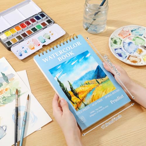 Watercolor Paper Pad 7x10 in, 35 Sheets, 140 Lb Cold Press, Spiral | 300 Gsm Textured Paper, Good Water Absorption, Perforated Pages, 360° Spiral Binding, for Watercolor and Mixed Media - size: 7x10 Inch