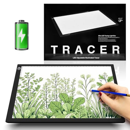 ME456 Rechargeable Drawing Board, Lithium Battery Powered 15" Light Table | Adjustable Brightness LED Tracing Light Box Ideal for Diamond Art, Weeding Vinyl, Viewing Slides, Stenciling - style: 15" Black (Rechargeable)