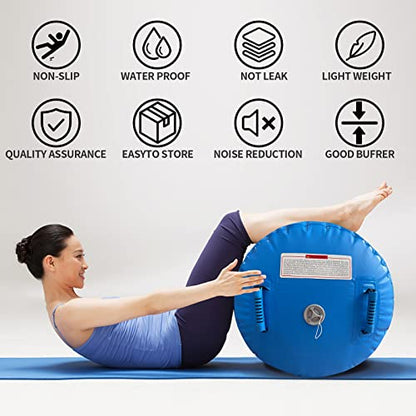 Gymnastics Air Roller Air Barrel Inflatable Tumbling Mat, Tumble Track Backhandspring Mat Gymnastic Equipment with Pump for Yoga Training Cheerleading Home Use - color: Blue, size: 39.37 x 23.6inch