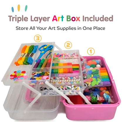 Olly Kids Art Kit, Arts & Crafts Supplies Set for Kids Ages 4-8 - color: Pink