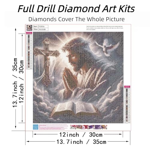 Jesus Prayer Diamond Art Kits for Adults, DIY Religious Diamond Painting Kits Round Diamond Dots for Adults,5D Full Drill Christ Painting Kit Art and Crafts for Adult Home Wall Decor 14 X 14inch - color: FC006
