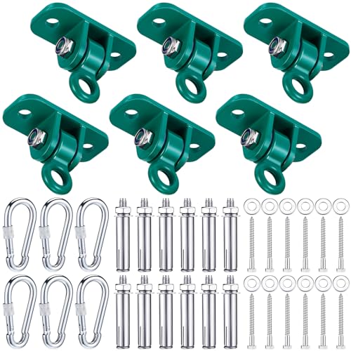 Tandefio 6 Sets of Robust Swing Hangers for Wooden Concrete Set with Swing Hooks Screws Bolts Washers Swingset Accessories for Porch Patio Yoga Indoor Outdoor, Over 1800 lb Capacity (Green) - color: Green