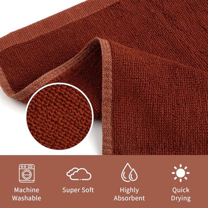 Washcloths Set, 6-Pack Cotton Wash Cloths, 12x12 Inch - color: White and Brown 6 Pack
