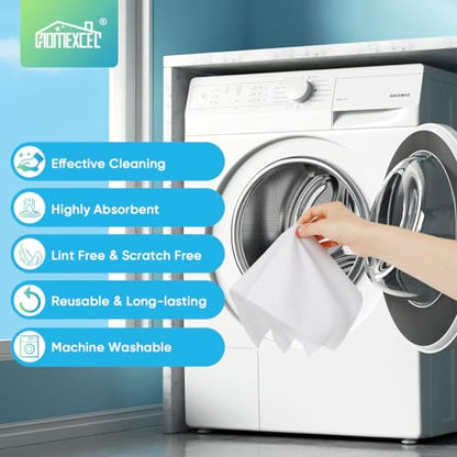 HOMEXCEL White Microfiber Cleaning Cloth, Microfiber Towels for Car,12 PK | Lint Free Wash Cloths, Cleaning Rags for Household, Car Wash Towels for Detailing Drying, Scratch-Free, 11.5"X 11.5" - color: White