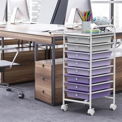 Simple Houseware 8 Drawers Rolling Utility Cart Art Craft Storage, Purple - color: Purple, size: 8 Drawers