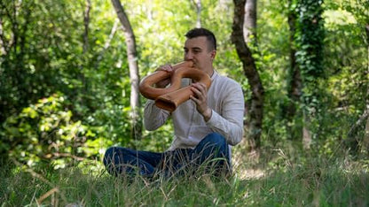 S-shaped Professional Didgeridoo for Meditation, Sound Healing Therapy, Yoga and Circular Breathing — NOT MADE IN CHINA — Mahogany Wood, 2-YEAR WARRANTY - style: S-shape, note C