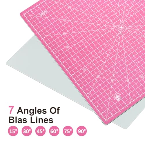 Headley Tools 17"x17" Rotating Cutting Mat, Self Healing Mat with 360-Degree Rotation & Anti-Slip Base, Sewing Board Cutting Mat Perfect for Fabric Quilting Leather Hobby Project, Pink - color: Pink, size: 17"L x 17"W