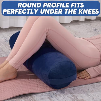 MABOZOO Round Yoga Pillow, Cylindrical Yoga Bolster Pillow with Washable Cover, Meditation Cushion Body Cushion for Practice, Restorative, Meditation - color: Blue