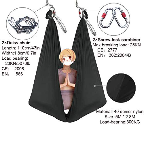 Foser Aerial Hammock, 16.4ft 9.2ft Swing Set for Anti-Gravity Yoga, Dance & Acrobatics - color: Gradient blue