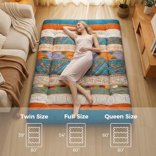 XICIKIN 2.5" Japanese Floor Mattress, Japanese Futon Mattress - color: Bohemian, size: Queen（80" x 60"）