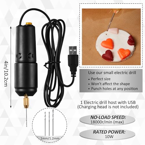 Amylove 51 Pcs Polymer Clay Pasta Machine Set with 36 Cutters USB Drill | Includes 10 Work Mats, 3 Sculpting Tools, Handheld Drill, Metal Cutters for Polymer Clay Earring and Jewelry Crafts Projects