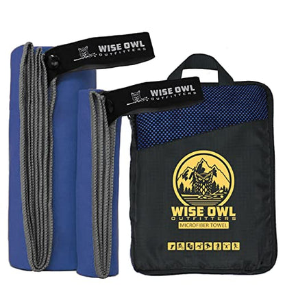 Wise Owl Outfitters Microfiber Camping Towel - Quick Dry Towel for Travel, Backpacking, Hiking, Beach, Gym & Yoga - Compact, Fast Drying & Lightweight - color: Royal Blue, size: Large (24x48) + Washcloth (12x12)