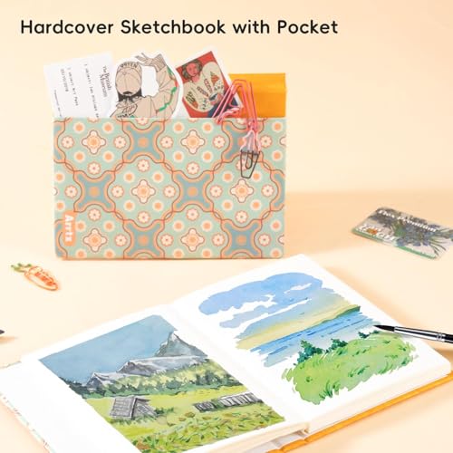 Arrtx Watercolor Sketchbook, 5.35x3.86 Hot Press | 100% Cotton, Acid-Free, 140LB/300GSM, Hardcover, 20 Sheets. Ideal Travel Journal for Artists & Students - size: 1 Pack