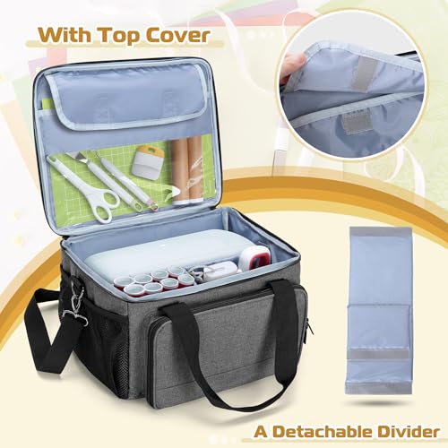 LUXJA Portable Craft Carrying Case Compatible with Cricut Joy Xtra, Gray | Multi Compartment Storage Bag Holds 8.5 x 12 Inch Cutting Mat & All Craft Accessories - color: Gray