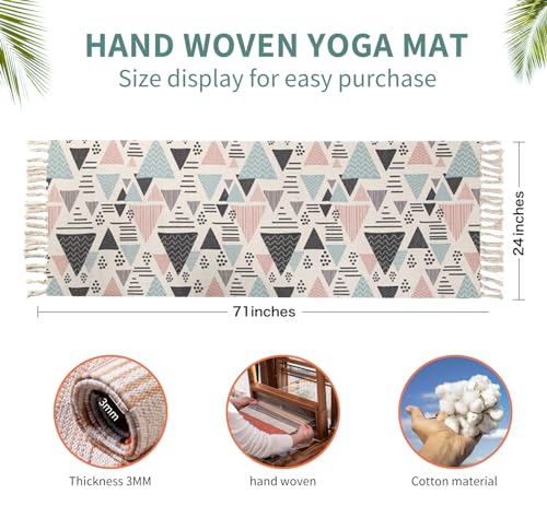 Cifupy Handmade Organic Yoga Mat made with Organic Cotton Yoga Mat - Non Slip Hand-Woven Foldable Yoga Rug Provides Excellent Comfort, Traction & Support for Indoor & Outdoor Use - 24 x 72 Inches - color: 100% Organic - LaMiEr