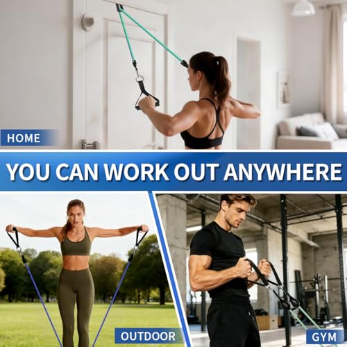 WHATAFIT Resistance Bands, 5 Level Exercise Bands with Handles for Workout - color: 10-100LB-Blue
