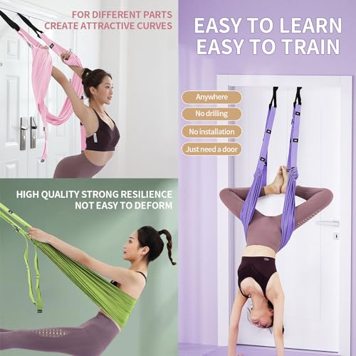 Leg Stretcher Strap Adjustable Fitness Strap Band for Waist Trainer Stretching Door Swing Flexibility Tensile Trainer with Carrying Pouch Back Bend Go Upside-Down for Yoga Practitioner Ballet Dancer Gymnastics Exercises - color: Green