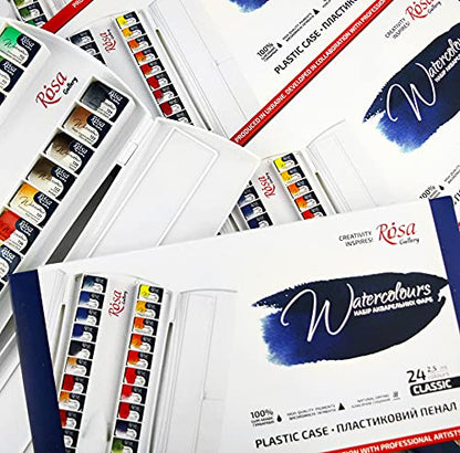 Watercolor Paint Set Rosa Gallery 24 full pans, Plastic case, Extra fine professional watercolours