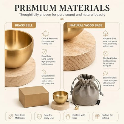 Mini Singing Bowl Set,Portable Brass Meditation Sound Bowl for Yoga | Chakra Healing,Stress Relief & Mindfulness,Self Regulation Tools,Handheld Singing Bowl,Unique Spiritual Gift