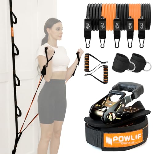 Resistance Band Door Ratchet Anchor with 6 Points - Portable Home Workout Anchor (Fits 6-7.7ft Doors)