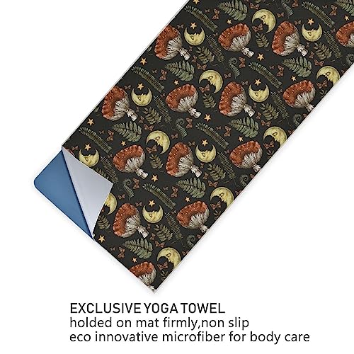 Yoga Mat Towel Retro Mushroom Moon, 73" x 27" - color: Retro Mushroom Moon