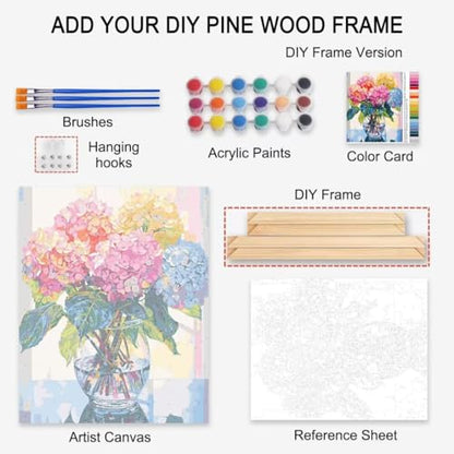 Tucocoo Green Plants in Glass Vase Oil Painting Paint by Number Kits 16 x 20 inch Canvas Plants DIY Oil Painting for Kids Students Adults Beginner with Brushes and Acrylic Pigment (DIY Frame) - color: Flower in Vase 03, size: 16''x20''(DIY Frame)