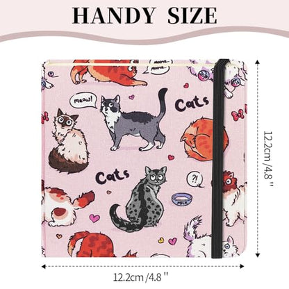 4.8x4.8 Pocket Sketch Book,Hardcover Art Sketchbook for Drawing Journal | Cloth Cover,80gsm Blank Paper,96Sheets,Lay-Flat,Portable Travel Creation Paint Diary Memo Planner,Dry MediaPink Cat - color: Cloth Cover-4.8x4.8in-Pink Cat