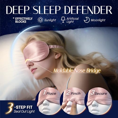 Silk Sleep Mask Eye Mask Blindfold with Double Layer Silk Filling and Elastic Strap for Full Night's Sleep, Travel and Nap, Soft Eye Cover Eyeshade with Luxury Bag and Ear Plugs by OLESILK (Camel) - color: Camel