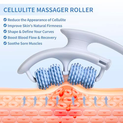 Cellulite Massage Roller for Legs, Anti Cellulite Massage Tool for Legs, Thighs, Arms with Detachable Handles, Lymphatic Drainage Massager for Deep Tissue Pain Relief